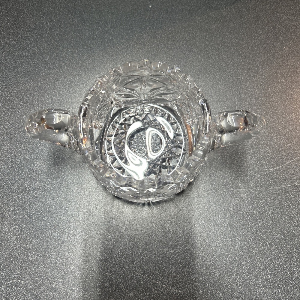 American Brilliant Period Cut Crystal Glass Sugar & Creamer c1900 antique - Picture 3 of 9